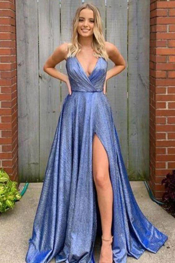 Spaghetti Straps Sexy A-line V Neck Long Prom Dresses Fashion Formal Dresses Spaghetti Straps Sexy A-line V Neck Long Prom Dresses Fashion Formal Dresses