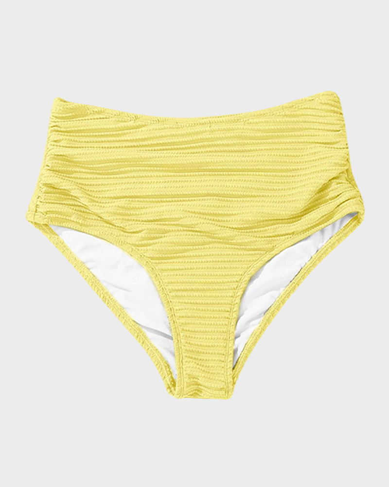 Savaviaswim - Textured Knot-Front High-Waisted Bikini Set