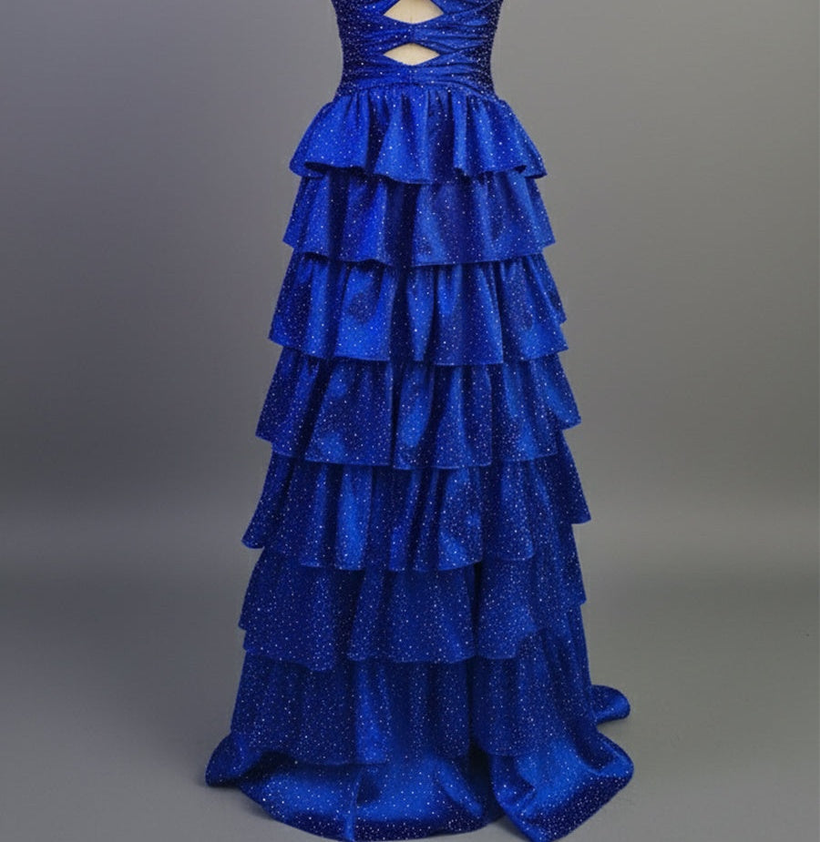 A Line Strapless Sweetheart Long Prom Dress with Keyhole