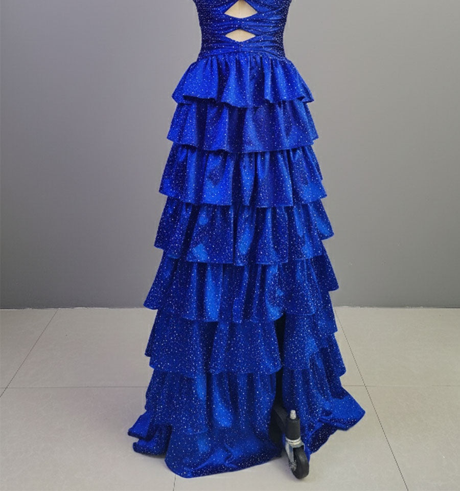 A Line Strapless Sweetheart Satin Long Prom Dress with Keyhole