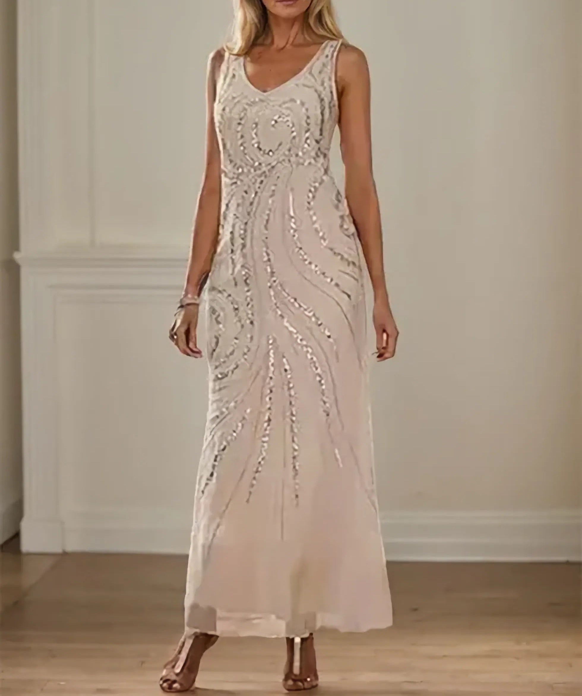 Sheath/Column V-Neck Ankle-Length Mother of the Bride Dresses with Jacket & Sequins