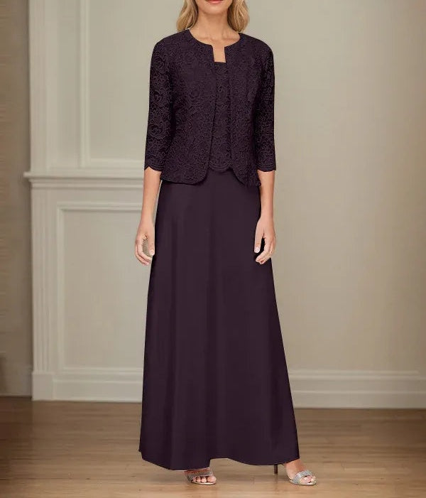 Glitter Lace & Satin Skirt Jacket Dress with Open Jacket