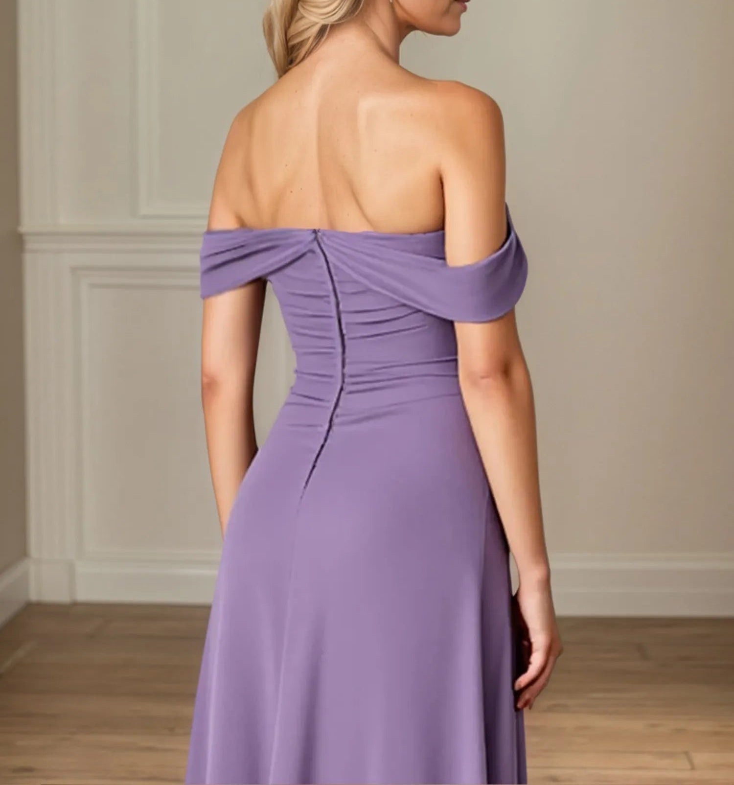 A Line Ruched Ankle Length Mother of the Bride Dress with Ruffles
