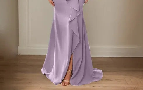 Sheath/Column V-Neck Illusion Floor-Length Lace Chiffon Mother of the Bride Dress With Pleated Sequins