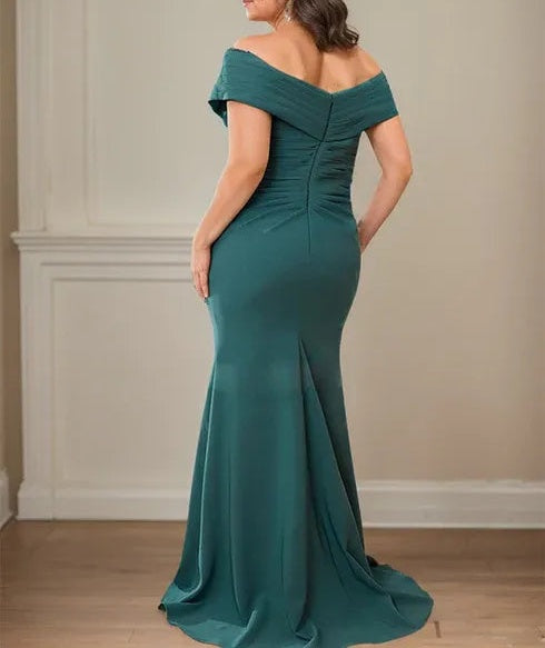Sheath/Column V-Neck Illusion Floor-Length Lace Chiffon Mother of the Bride Dress With Pleated Sequins