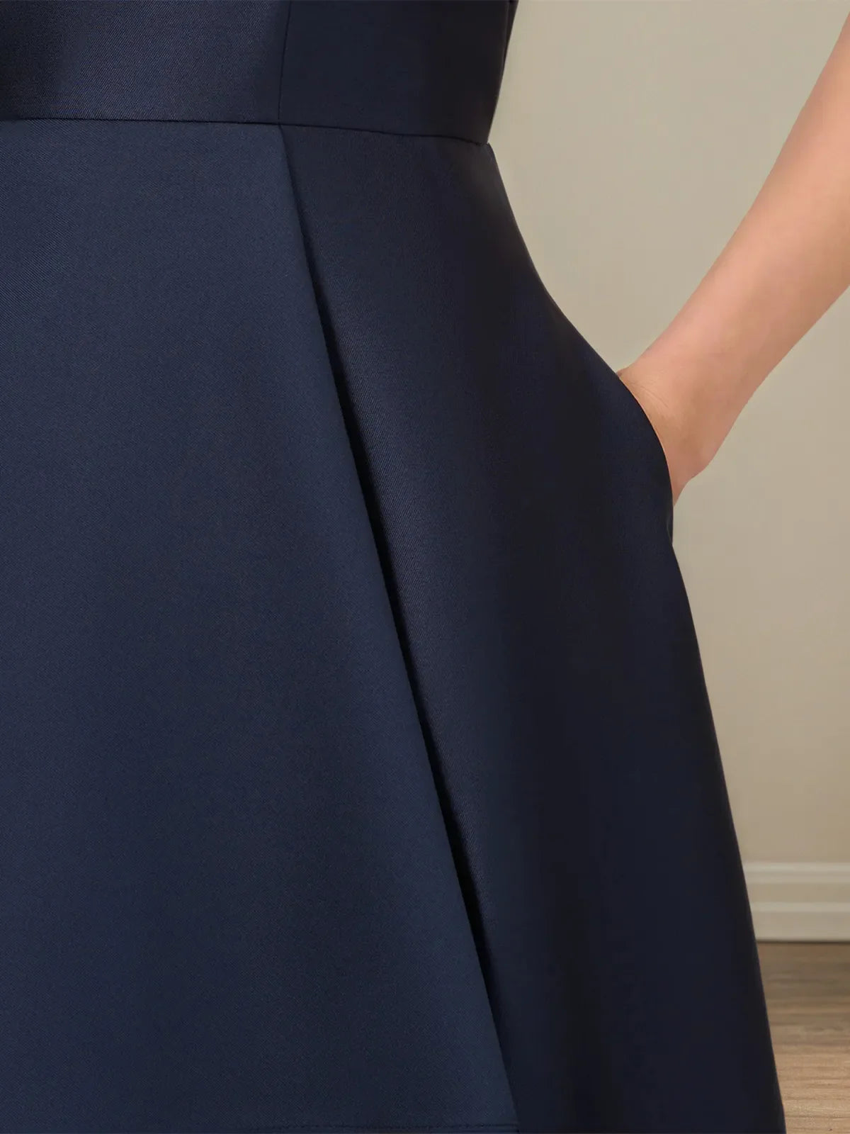 A Line Scoop Neck Sleeveless Asymmetrical Satin Mother of the Bride Dress