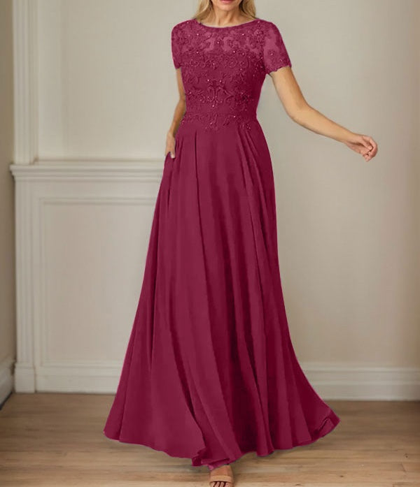 Dark Navy A-Line Boatneck Sequins Chiffon Dress