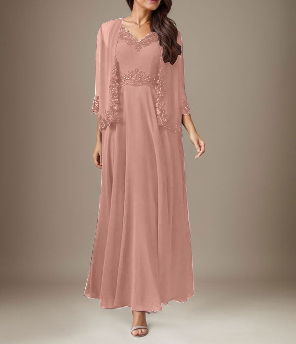Plum A-Line Sequins Chiffon Dress