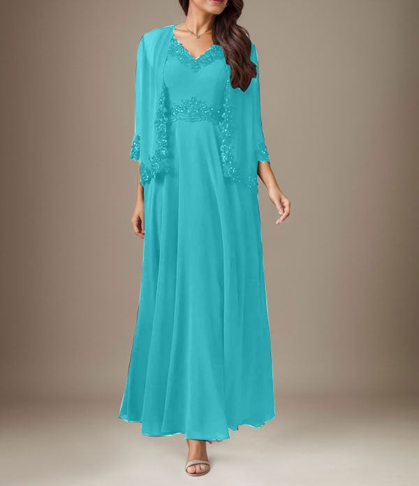 Plum A-Line Sequins Chiffon Dress