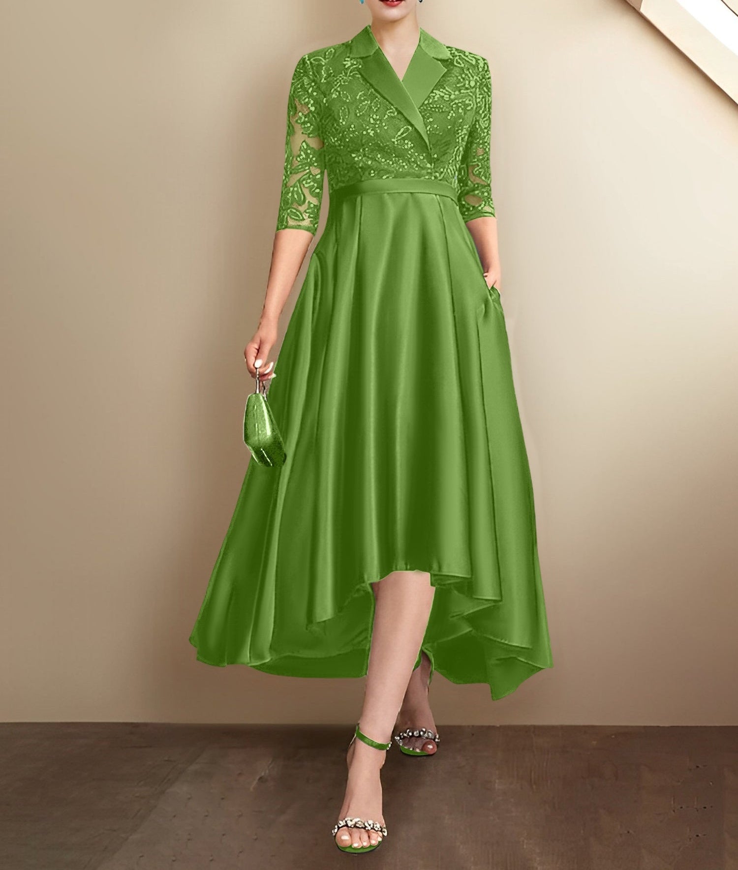 Sheath/Column V-Neck Tea-Length Mother of the Bride Dresses