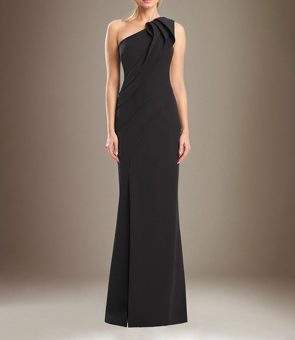 Sheath/Column One Shoulder Sleeveless Stretch Crepe Mother Of The Bride Dress With High Slit