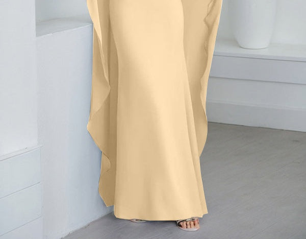 Sheath Scoop Floor-Length Chiffon Mother of the Bride Dress With Cascading Ruffles