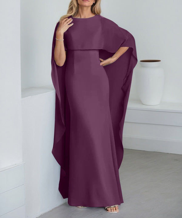 Sheath Scoop Floor-Length Chiffon Mother of the Bride Dress With Cascading Ruffles