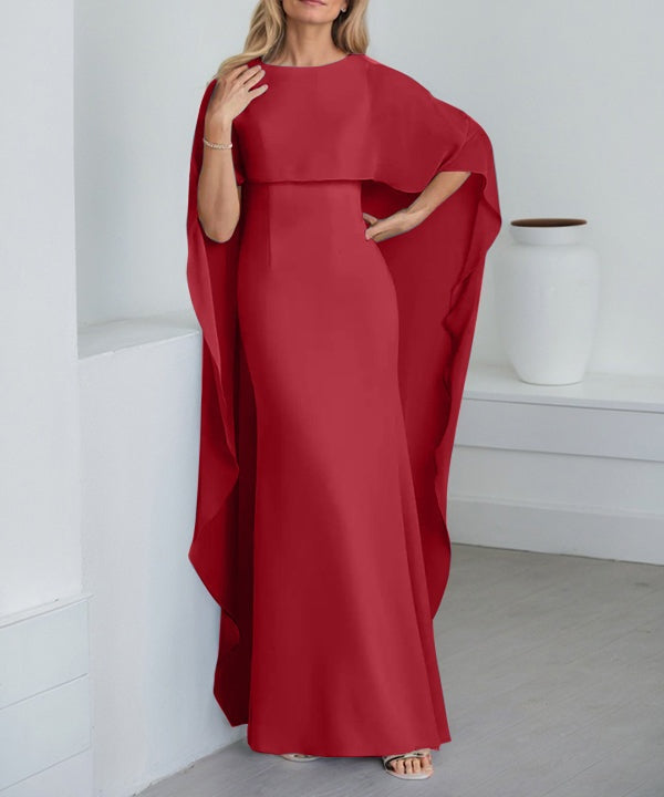 Sheath Scoop Floor-Length Chiffon Mother of the Bride Dress With Cascading Ruffles