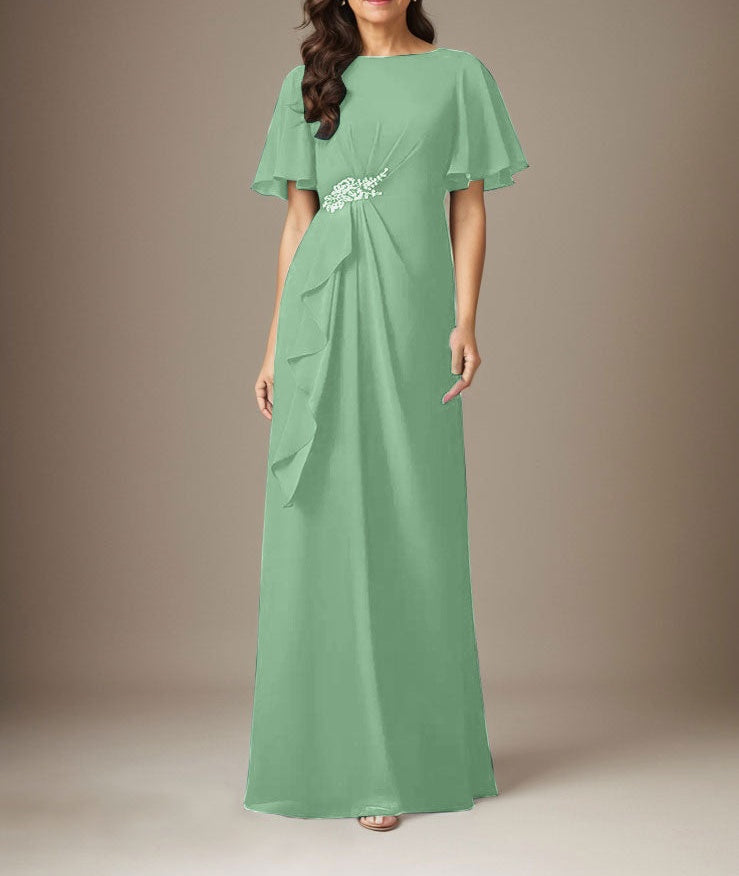 Dark Navy Sheath Beaded Chiffon Dress