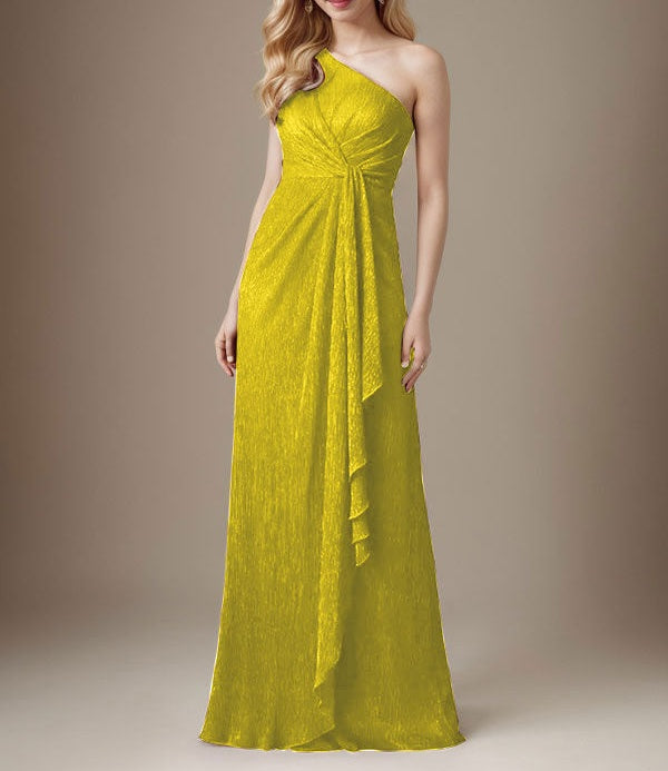 Ruby Sheath One Shoulder Metallic Mesh Dress Mother of the Bride Dress