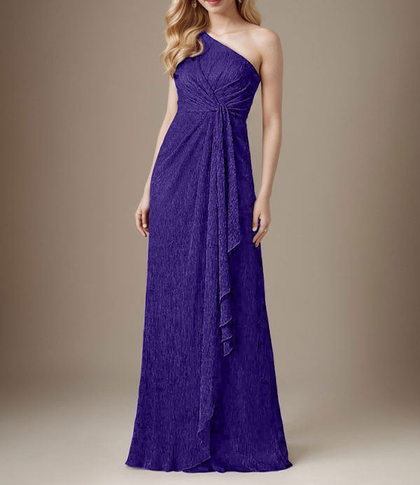 Ruby Sheath One Shoulder Metallic Mesh Dress Mother of the Bride Dress