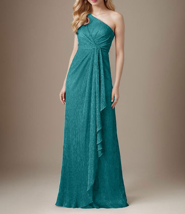 Ruby Sheath One Shoulder Metallic Mesh Dress Mother of the Bride Dress