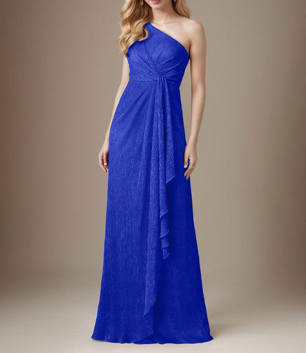 Ruby Sheath One Shoulder Metallic Mesh Dress Mother of the Bride Dress