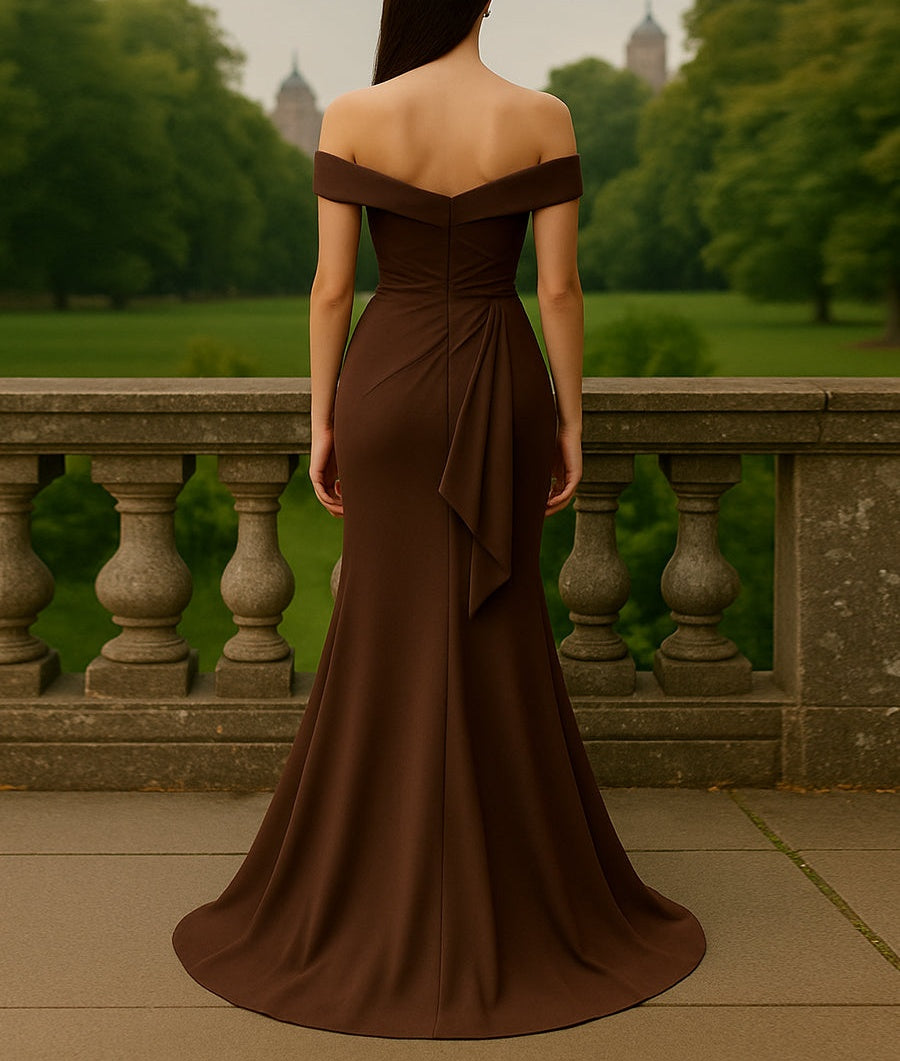 Mermaid Satin Maxi Mother of the Bride Dress with Ruffles