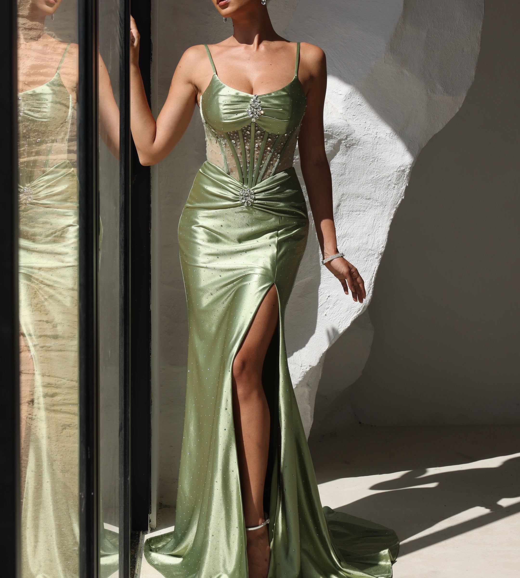 Mermaid Sweetheart Floor-Length Formal Evening Dresses Prom Gowns