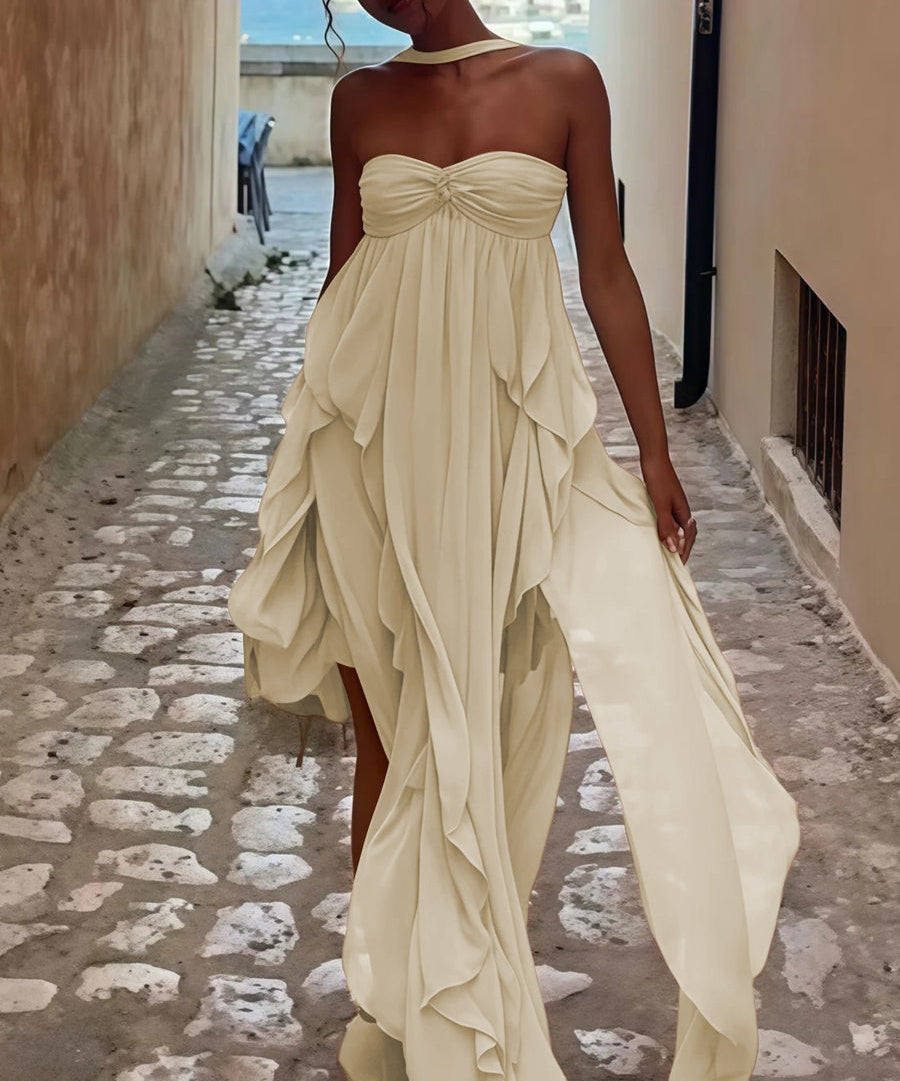 A-Line/Princess Convertible Ruffle Floor-Length Wedding Guest Dresses