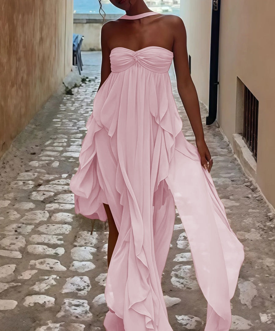 A-Line/Princess Convertible Ruffle Floor-Length Wedding Guest Dresses