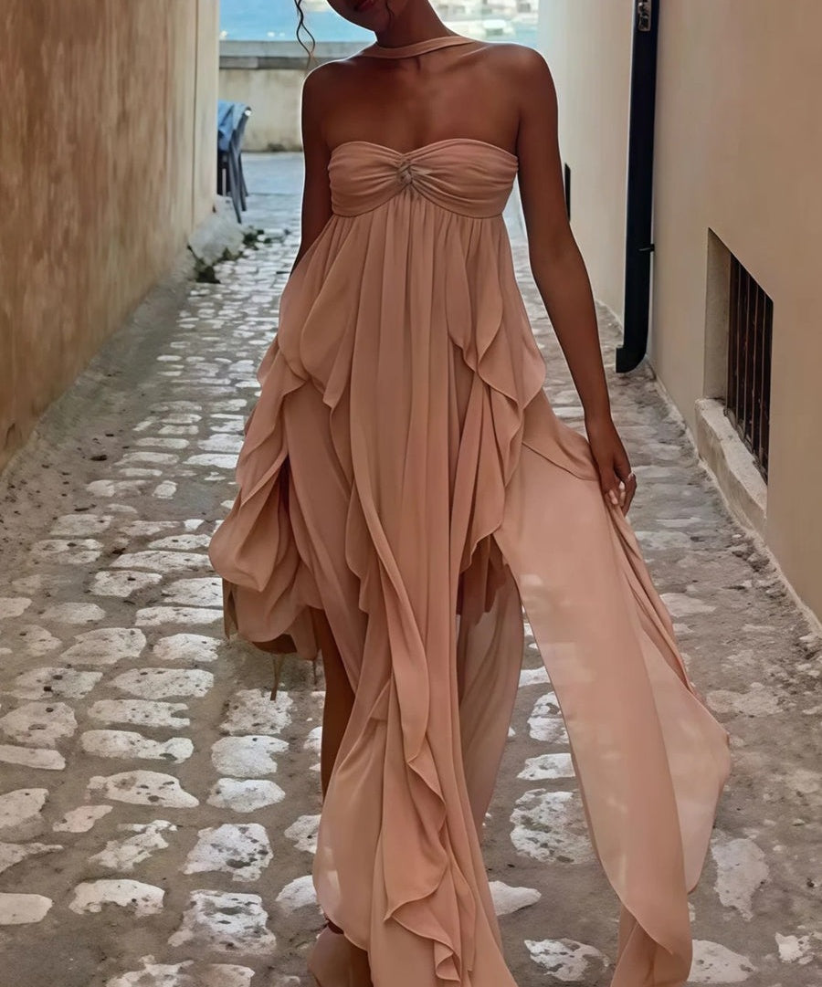 A-Line/Princess Convertible Ruffle Floor-Length Wedding Guest Dresses