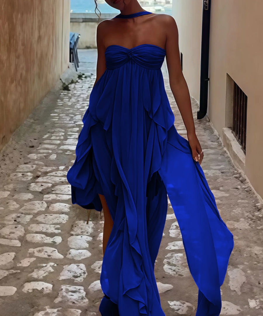 A-Line/Princess Convertible Ruffle Floor-Length Wedding Guest Dresses