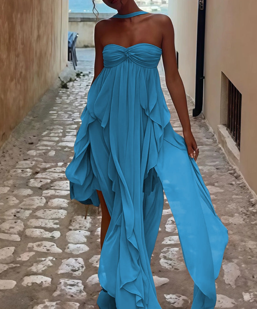 A-Line/Princess Convertible Ruffle Floor-Length Wedding Guest Dresses