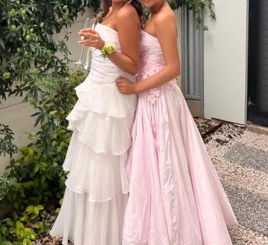 A-Line/Princess Tiered Ruffle Strapless Floor-Length Prom Dresses Ruched Cocktail Dresses
