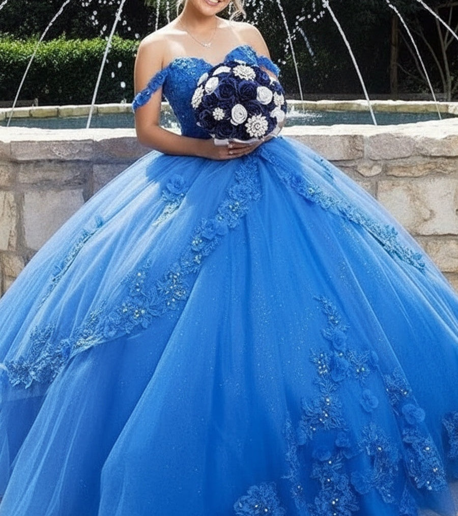Ball Gown Off Shoulder Floor Length Quinceanera Dress for 15th Birthday