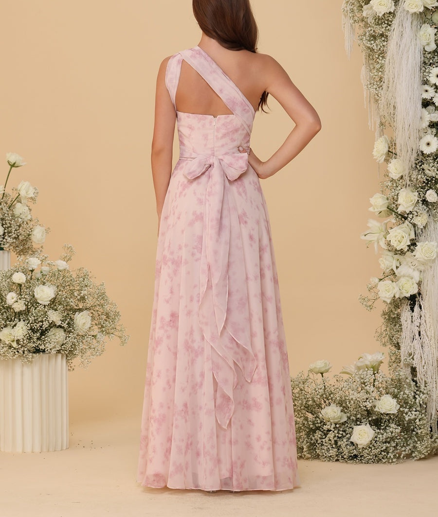 A-Line/Princess Ruched Floor-Length Convertible Bridesmaid Dresses with Floral Print
