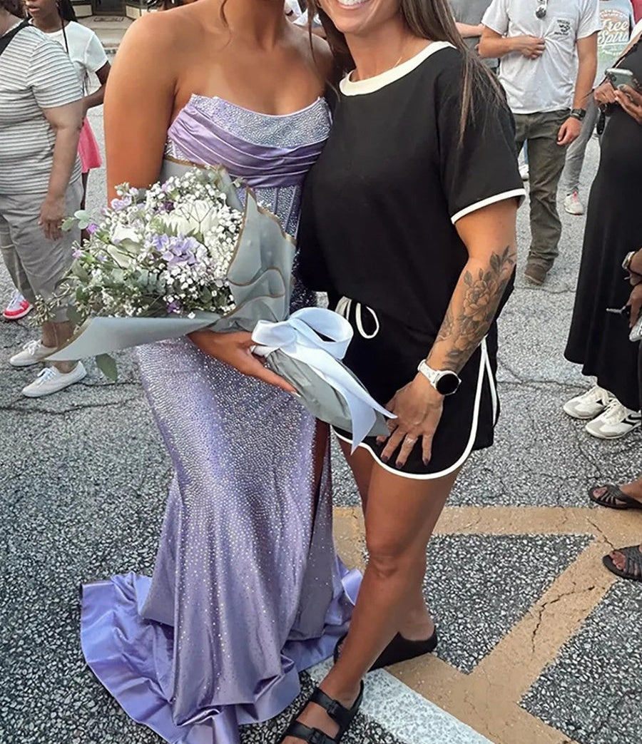 Strapless Cowl Neck Beading Mermaid Long Prom Dresses