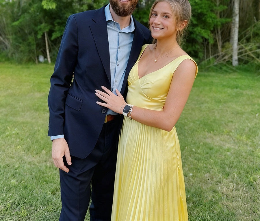 A-Line/Princess Spaghetti Strap Pleated Satin Floor-Length Prom Dresses