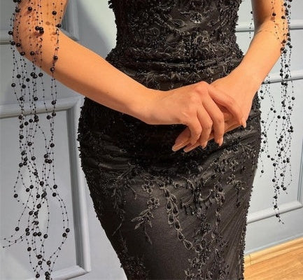 Chic Black Strapless Off the Shoulder Evening Prom Dresses