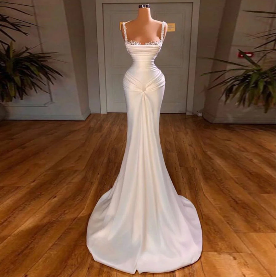 ombreprom Straps Mermaid Prom Dress Sleeveless With Beads