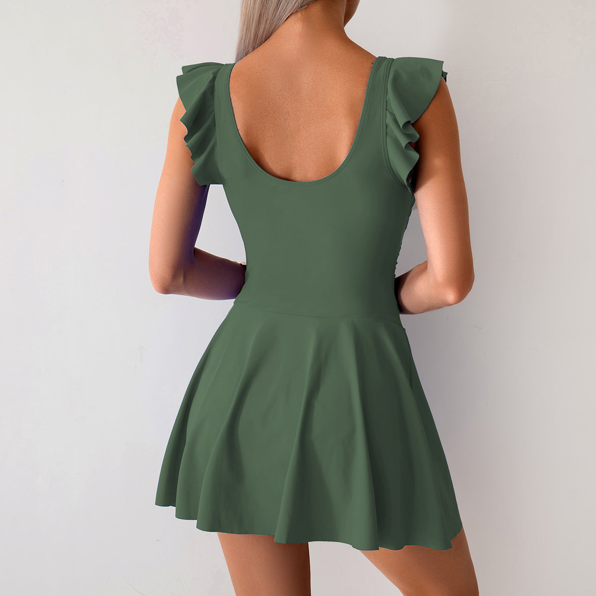 Savaviaswim - Women One Piece Swim Dress Tummy Control Swimsuit Slimming Ruffle Side Tie Kont Swimdress Bathing Suit