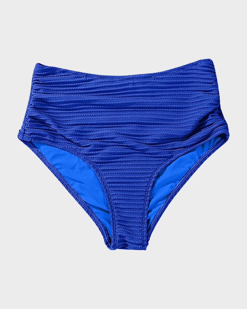 Savaviaswim - Textured Knot-Front High-Waisted Bikini Set