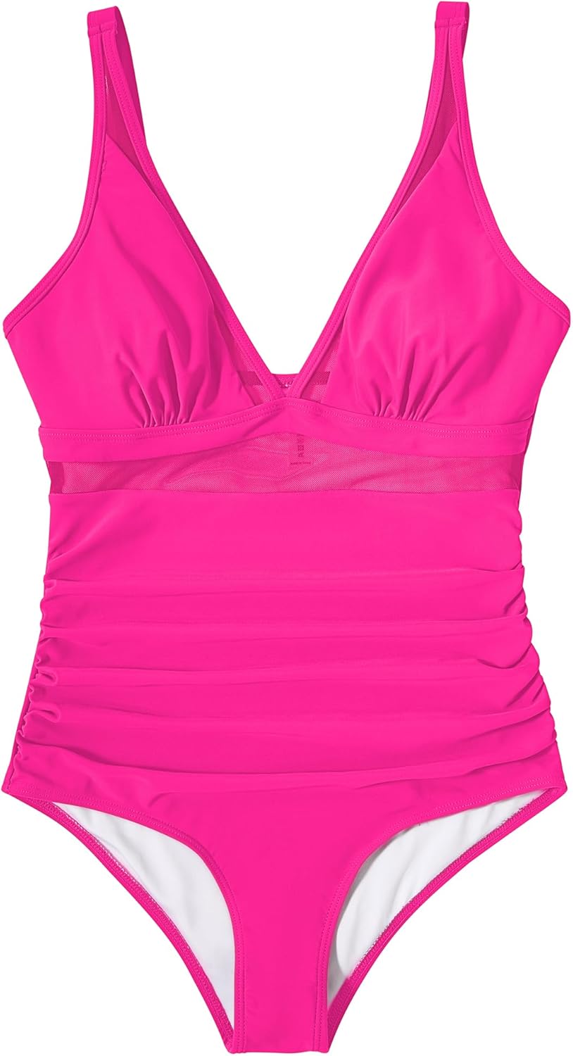 Savaviaswim - Women Sexy Mesh Tummy Control Swimsuit Push Up High Waisted Bathing Suit