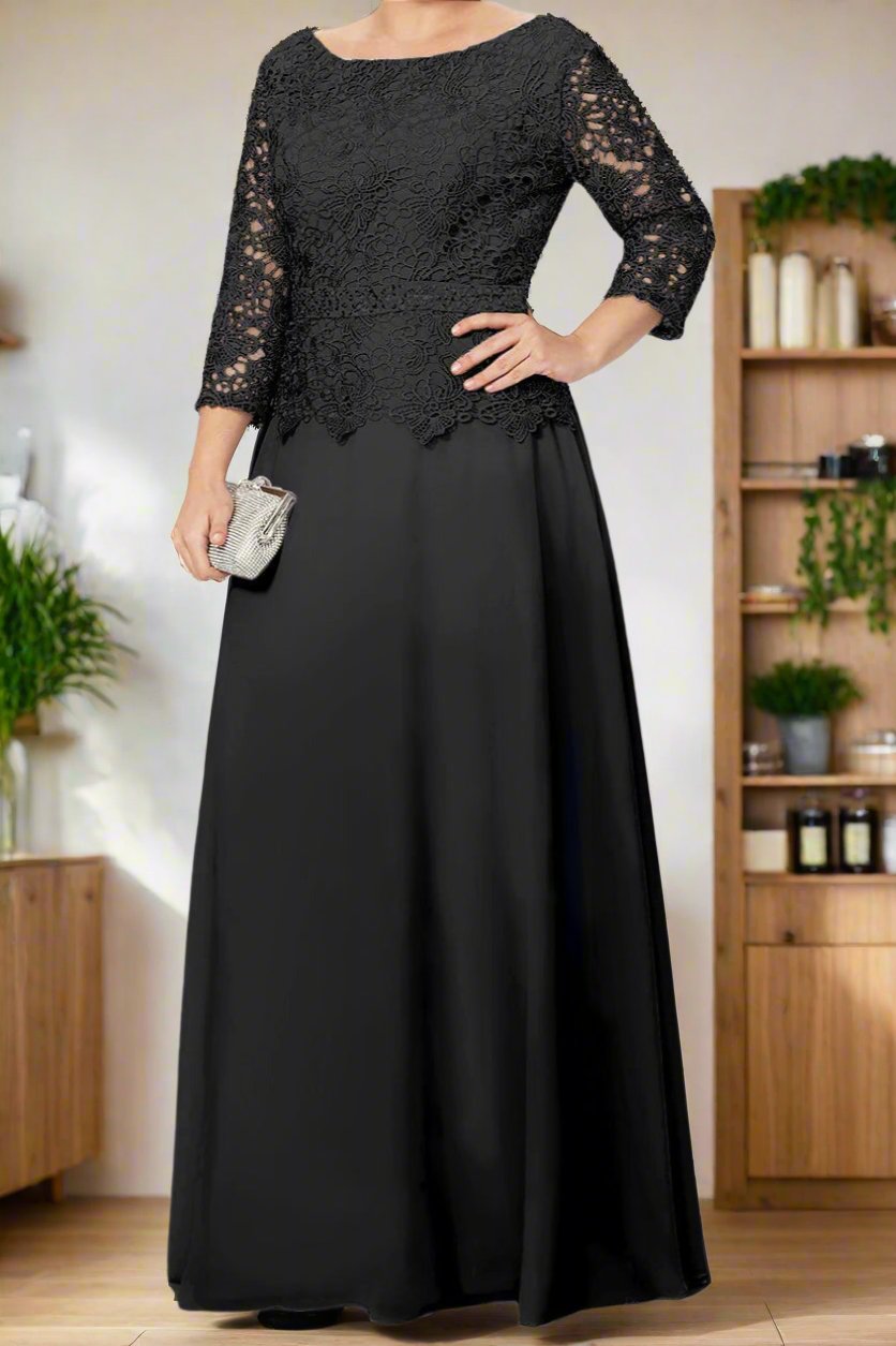 3/4 Sleeves A-Line Floor Length Mother of The Bride Dresses 3/4 Sleeves A-Line Floor Length Mother of The Bride Dresses