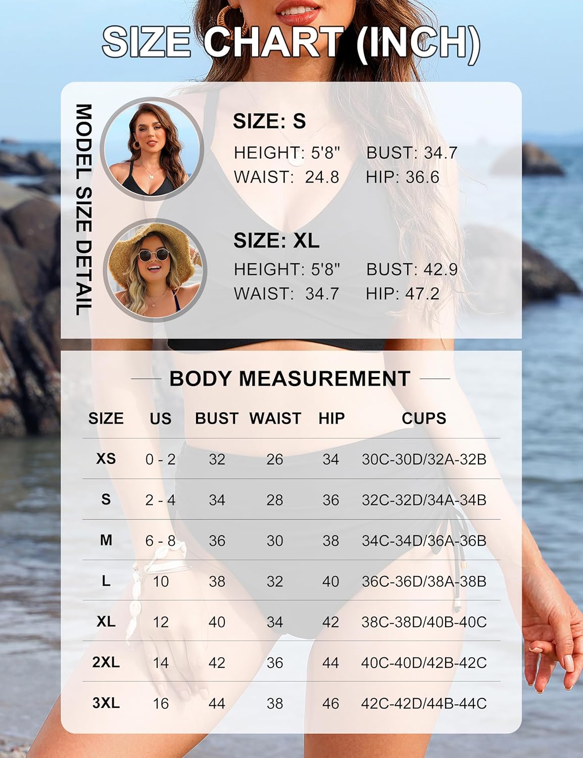 Savaviaswim - Womens High Waisted Bikini Sets Drawstring Tummy Control Swimsuits Crisscross Tie Back Bathing Suit