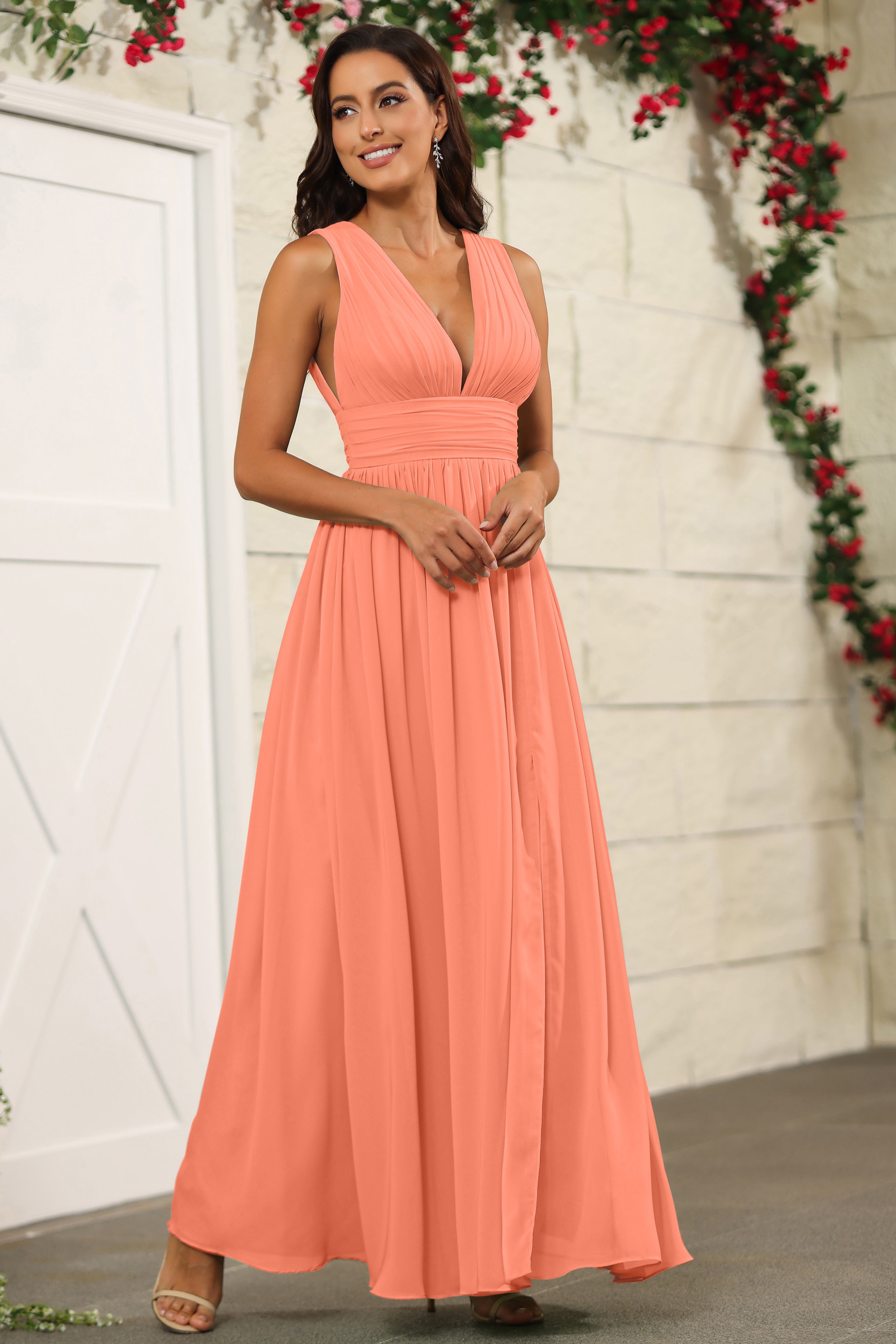 Sunset orange bridesmaid dresses online