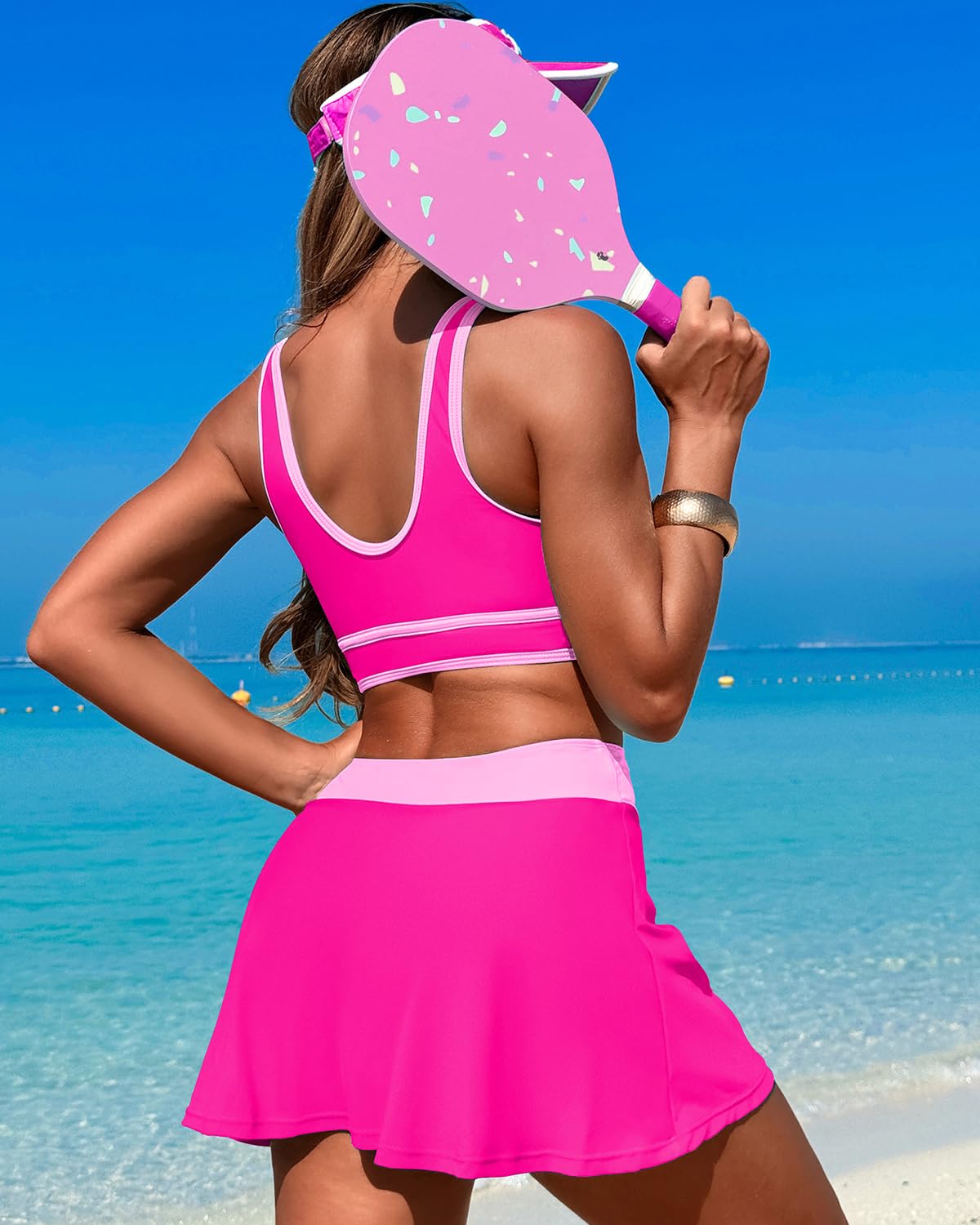 Savaviaswim - High Waisted Bikini Sets Tummy Control Swim Skirt Two Piece Swim Suit Tummy Control Color Block Bathing Suit