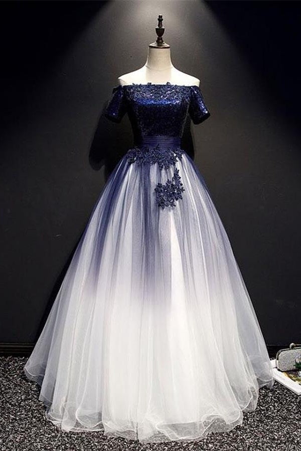Modest Royal Blue Long Flowy Evening Prom Dresses With Lace Appliques Modest Royal Blue Long Flowy Evening Prom Dresses With Lace Appliques