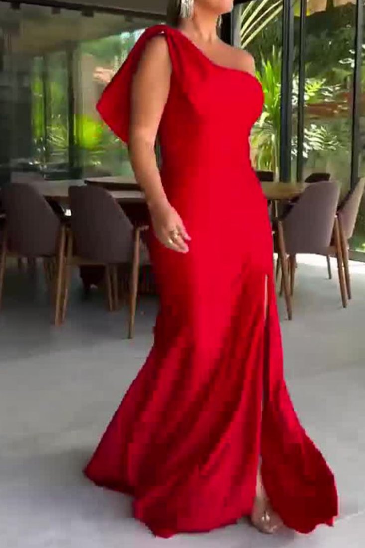 Red Mermaid Evening Dresses Floor Length Prom Dresses with Slit Red Mermaid Evening Dresses Floor Length Prom Dresses with Slit