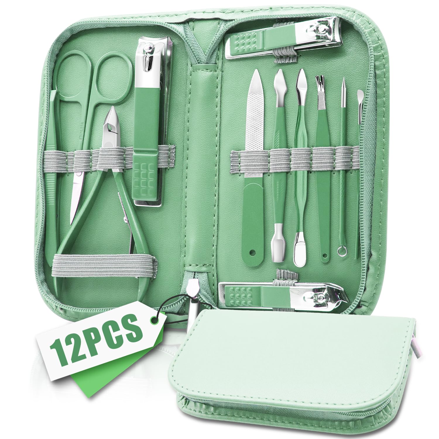 Manicure Pedicure Set, 12 Pcs Nail Care Kit for Women, Mens Nail Grooming Kit, Manicure & Pedicure Tools & Accessories, Pink Nail Kit Manicure Set Luxury Leather Case for Home Salon Use