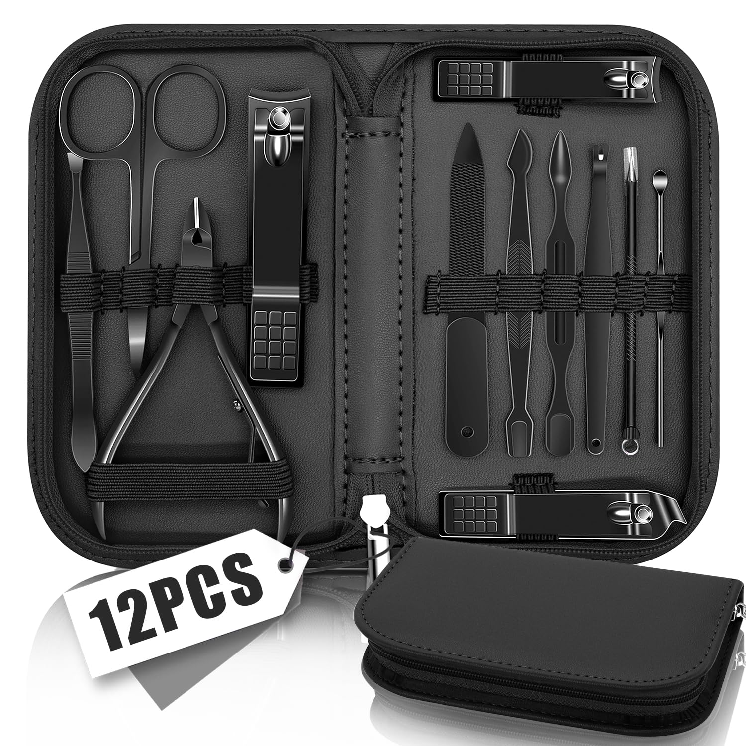 Manicure Pedicure Set, 12 Pcs Nail Care Kit for Women, Mens Nail Grooming Kit, Manicure & Pedicure Tools & Accessories, Pink Nail Kit Manicure Set Luxury Leather Case for Home Salon Use