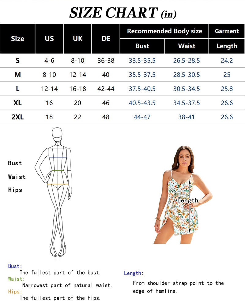 Savaviaswim - Tummy Control V Neck Twist Knot Tropical Skirted Swimdress
