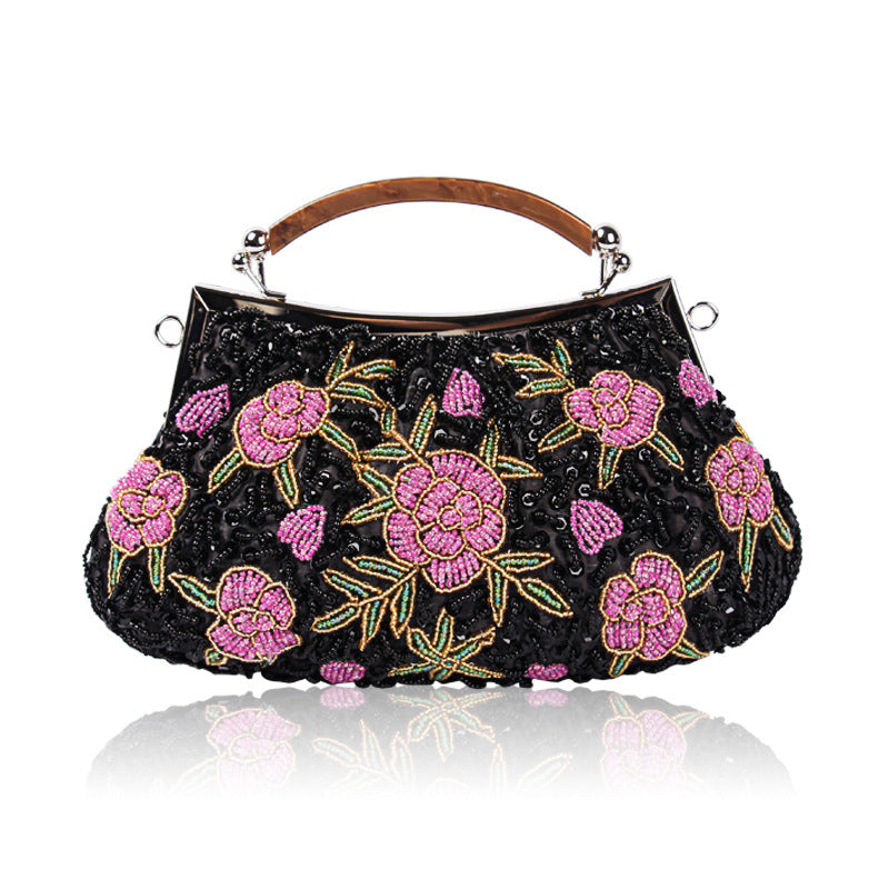 Flower Embroidery Vintage Sequins Handbag